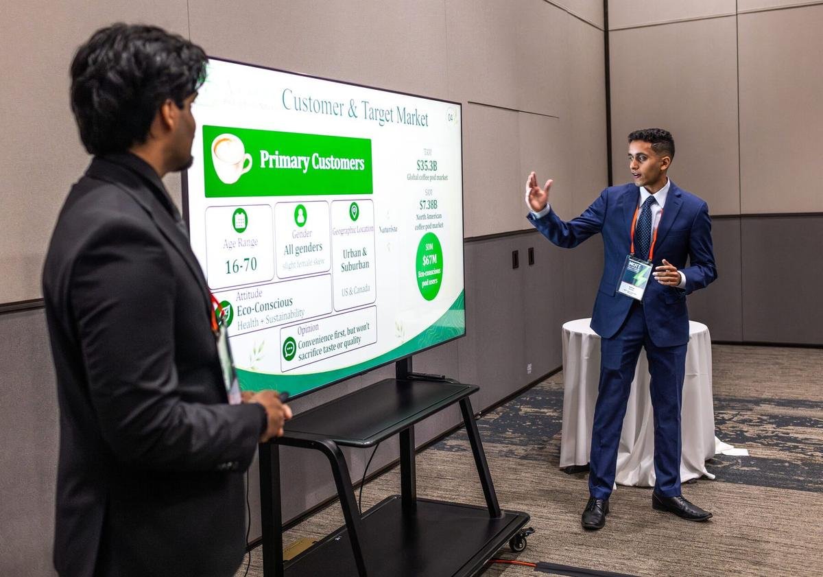 Presenting Naturista to judges at the Mott Million Dollar Challenge